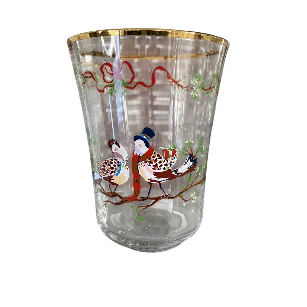 Anthropologie 12 Days of Christmas Two Turtle Doves Juice Glass Inslee Farris - Picture 3 of 6